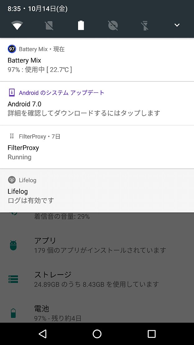 アップデートの通知