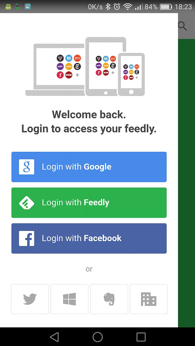 Feedlyに登録する際はいろんなアカウントが選べます