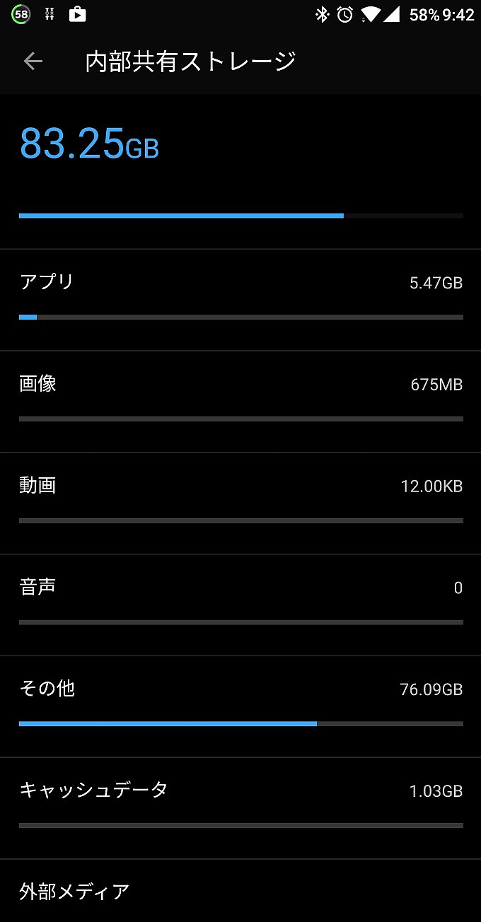アップデート後のストレージ内訳