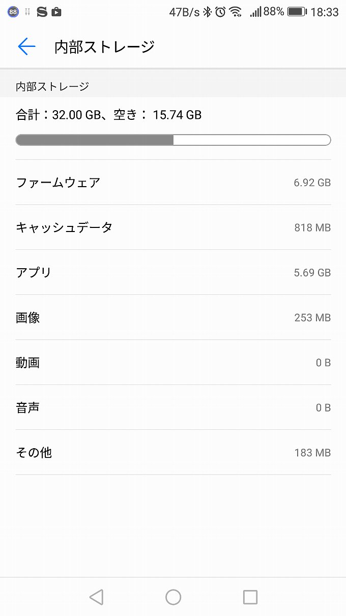 アップデート後のストレージ内訳