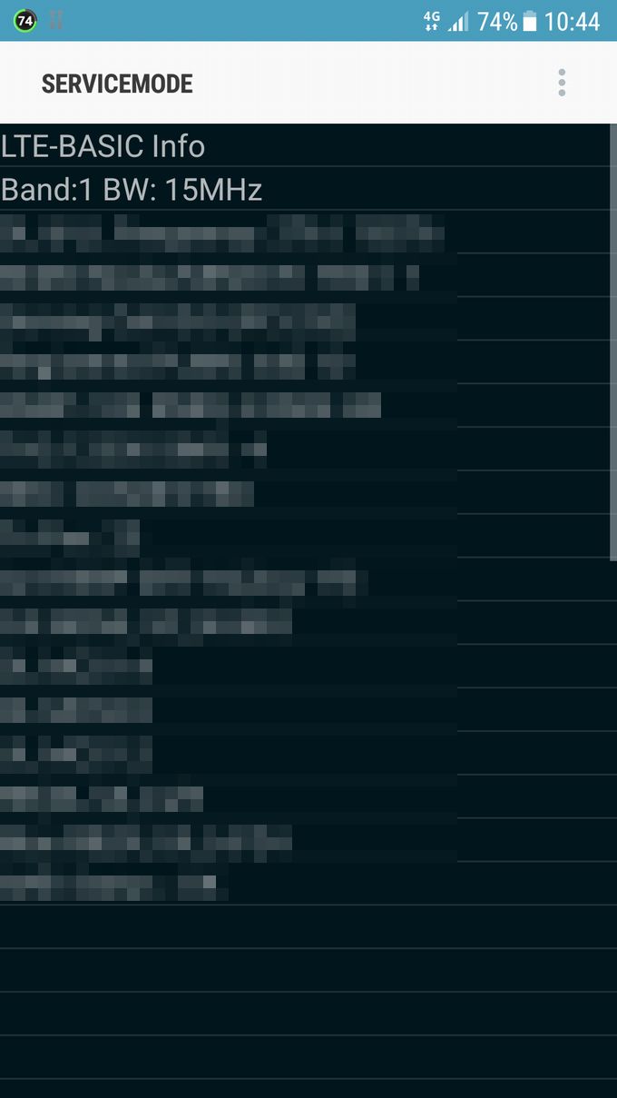 ドコモ系MVNOを挿したGalaxy S7でのバンド表示