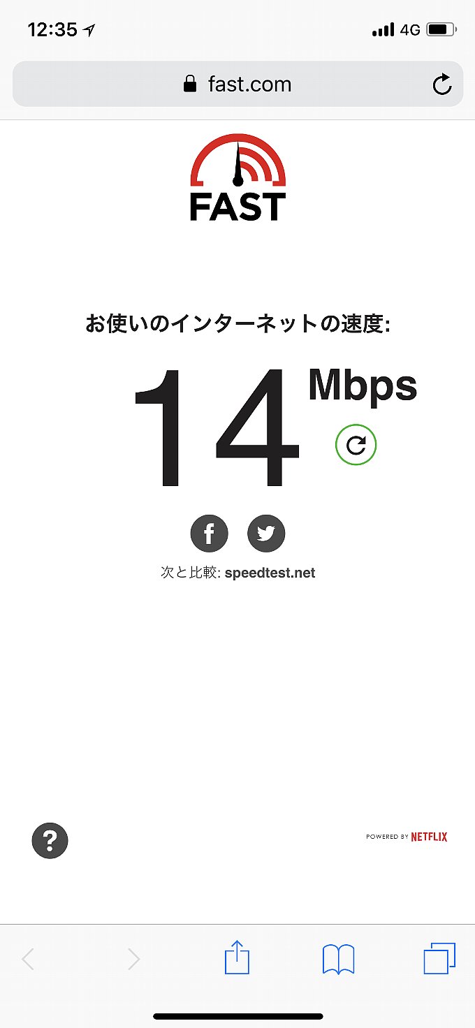 ドコモのfast.comでの結果