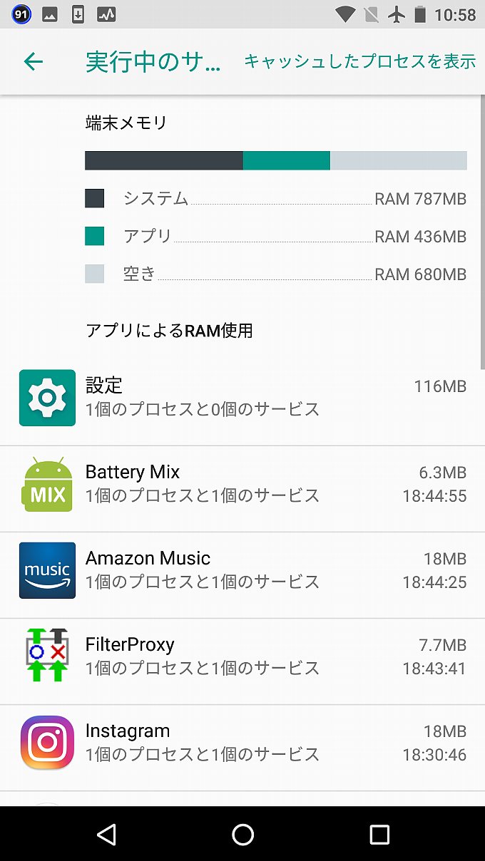アップデート前の実行中のサービス