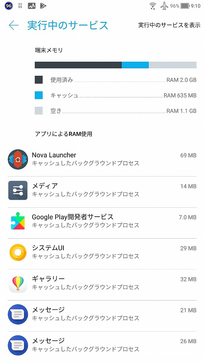 アップデート後の実行中のサービス