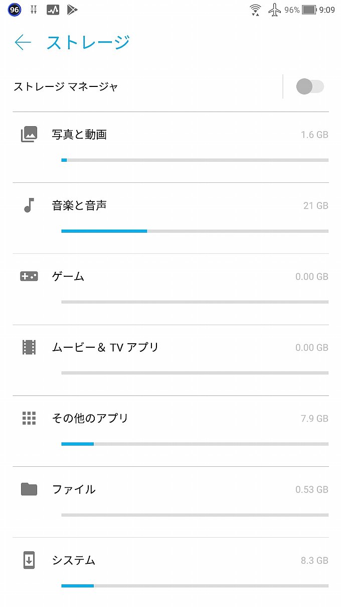 アップデート後のストレージ内訳