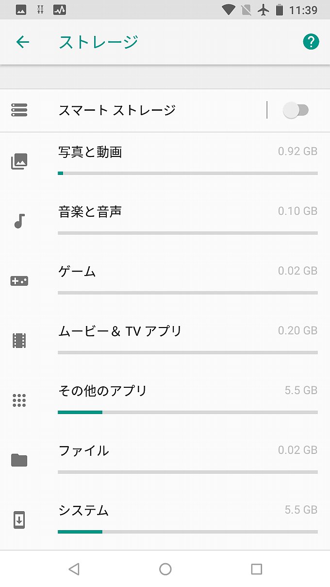 アップデート後のストレージ内訳