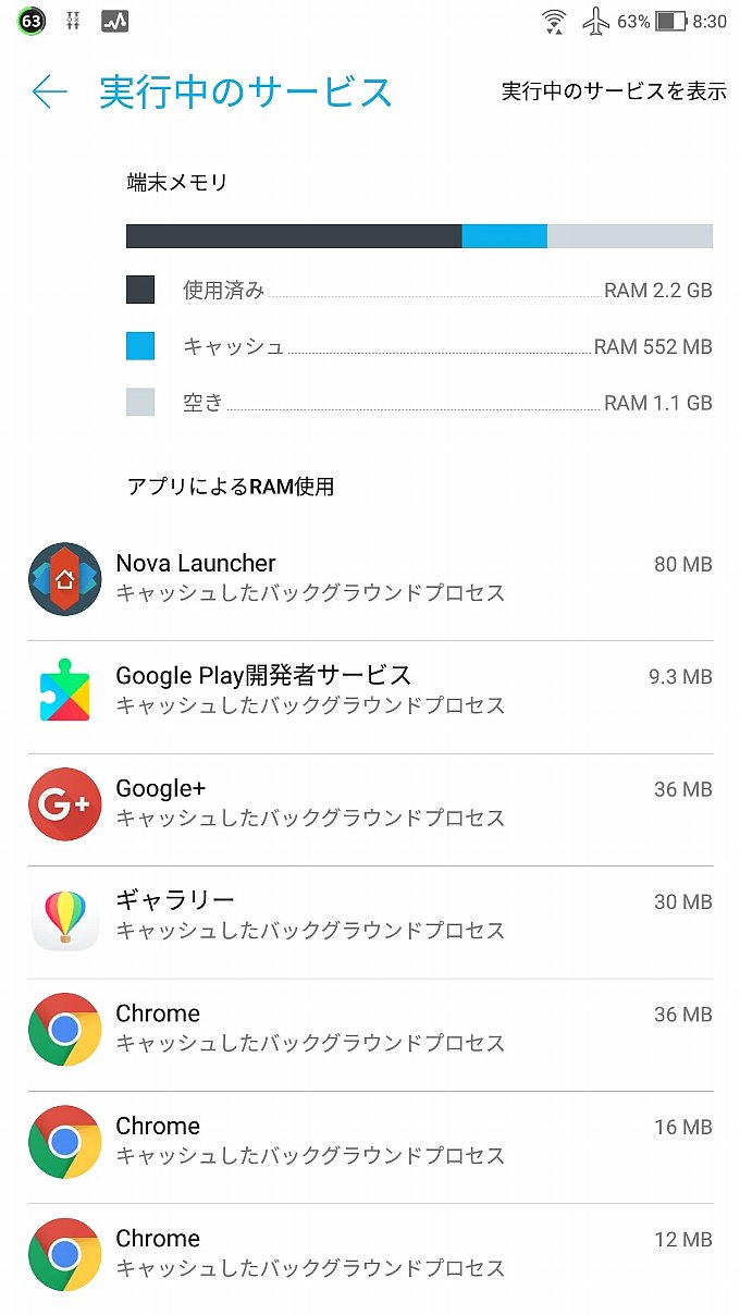 アップデート後の実行中のサービス