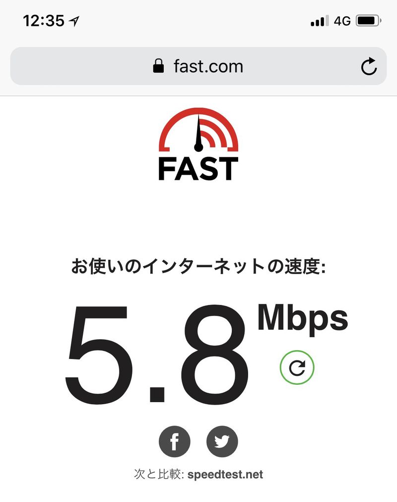 ドコモ(spモード)で計測した結果