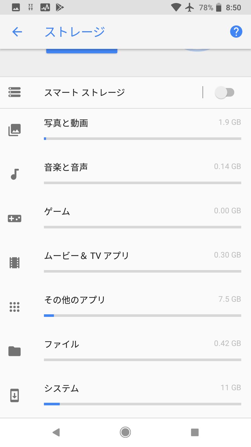 アップデートの前後で変化のなかったシステムの容量