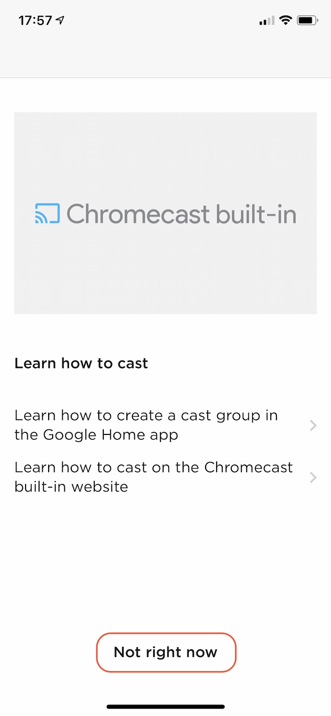 Chromecastについて知りたい場合は上記の選択肢をタップして説明を見ることができます