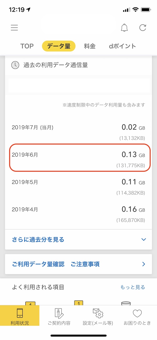メイン回線の通信量